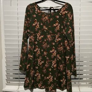 Green Floral Swing Dress